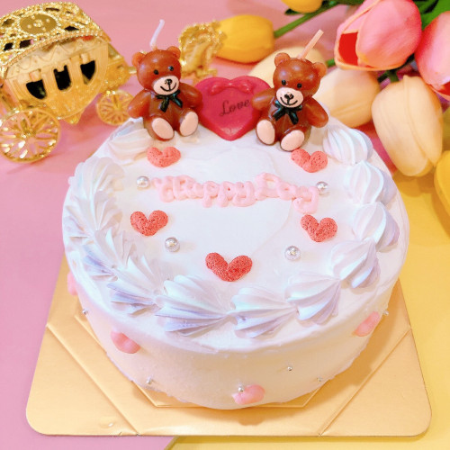 カラー選択♡Valentineくまちゃんセンイルケーキ 4号 バレンタイン2023