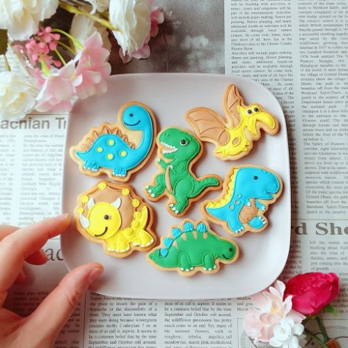 【単品】恐竜のアイシングクッキー３枚