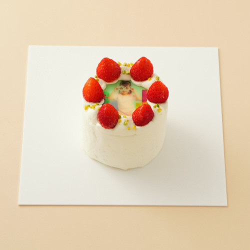 丸写真ケーキ 苺×ピスタチオ 3号(1~2名様向け)