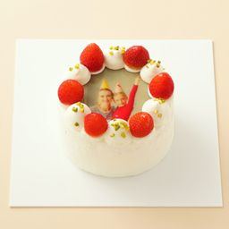 丸写真ケーキ 苺×ピスタチオ 4号(3~4名様向け)