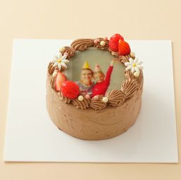 丸写真ケーキチョコレート 苺×パール 4号(3~4名様向け)