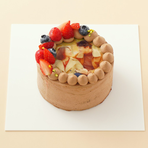 丸写真ケーキチョコレート 苺×フランボワーズ 4号(3~4名様向け)