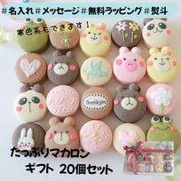 たっぷり２０個マカロンギフト 手描きメッセージ/イラスト入り