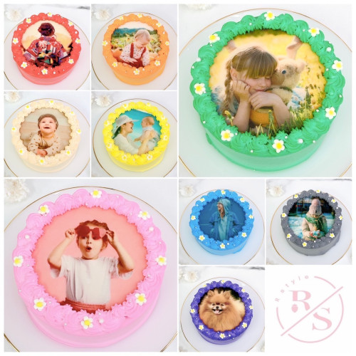 プチフラワープリントケーキ✧ 4号《選べる9色｜写真ケーキ｜センイルケーキ｜お好きな写真で♪》