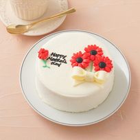 想いを伝える花言葉センイルケーキ(ホワイト) 赤いガーベラ 「希望・前向き・幸せな家庭」 