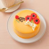 想いを伝える花言葉センイルケーキ(オレンジ) 赤いガーベラ 「希望・前向き・幸せな家庭」 