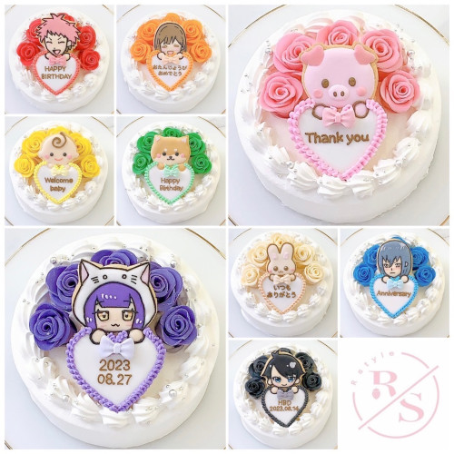 ◯プレート持ちイラストクッキー付き✧薔薇ケーキ 4号《選べる9色/お好きなイラストで‼︎》