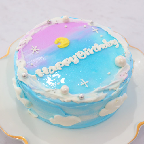 水色夜空ケーキ 韓国風ケーキ 5号