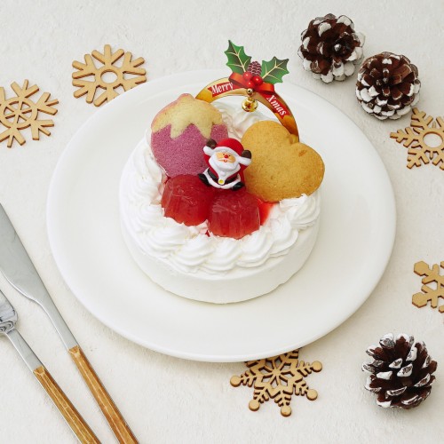 豆乳ホワイトクリームのミニデコレーション 《ヴィーガンスイーツ・ヴィーガンケーキ》【卵・乳製品・小麦粉・ナッツ類不使用】 クリスマス2025