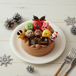 動物マカロンのチョコ生クリームXmas 動物マカロン6個付き4号 12cmクリスマス2025