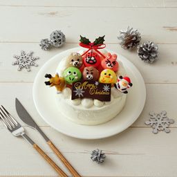 動物マカロンの生クリームデコXmas 動物マカロン6個付き  4号 12cmクリスマス2025