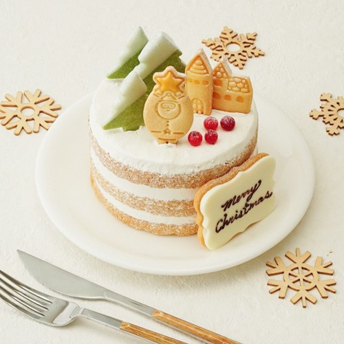 クリスマスのミニチュア風シンプルケーキ 生クリーム 4号 12cm クリスマスケーキ2025