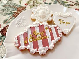 【クリスマスプレゼント】メッセージ入りエレガントなアイシングクッキー3枚セット♡ギフトボックス入り