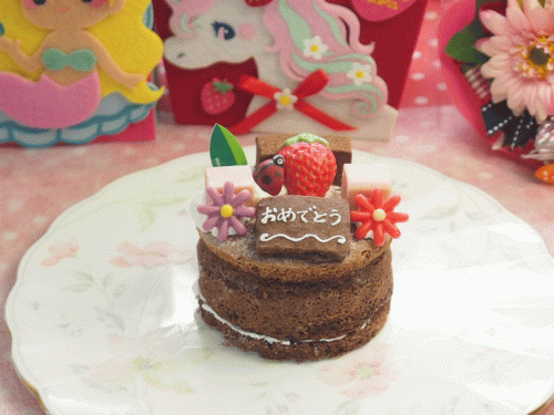 イチゴ生チョコ飾りガトーショコラ 3号 無料メッセージカードを選べます。 