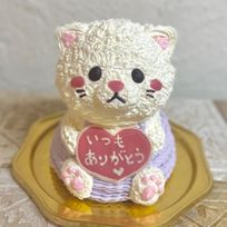 ホワイトデー♡白い子ねこの立体ケーキ 5号 ネコ 猫 お誕生日やお祝いに 動物ケーキ 