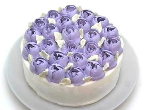 紫のフラワーデコレーションケーキ 5号 15cm 母の日2024