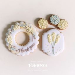 【誕生日・記念日】ミモザのフラワーギフトセット アイシングクッキー セミオーダー 4枚入り