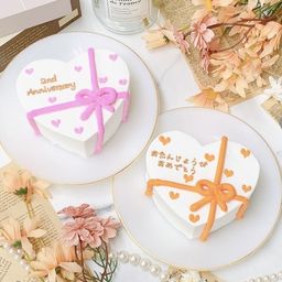 ◻︎ハート型プレゼント✧ハートドットセンイルケーキ 4号《選べる9色｜ハート型｜ギフト｜韓国｜お好きなメッセージ✧》