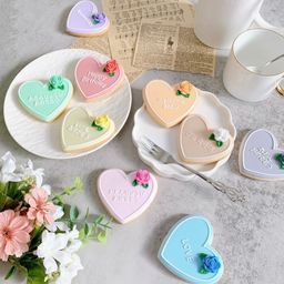 □フラワープレート✧《薔薇｜アイシングクッキー｜お好きなメッセージ♪》