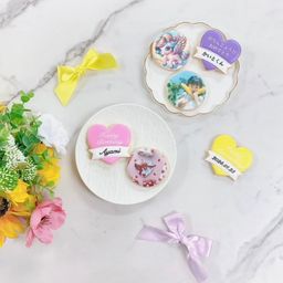 □プリントクッキーSET（ダブルメッセージハートクッキー）✧《選べる9色｜お好きなお写真とメッセージ♪》