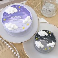 夜空の雲センイルケーキ♪ 3号《選べる9色｜韓国｜誕生日｜お好きなメッセージ✧》