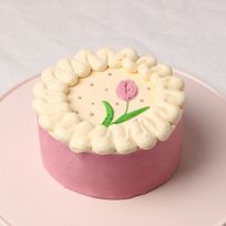 【6色カラバリ対応】チューリップモチーフのセンイルバタークリームデコレーションケーキ 4号 12cm