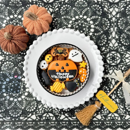 ★数量限定デザイン缶★カラフルで可愛い(ハロウィンver)★アイシングクッキー＆ザクザククッキー缶 ハロウィン2024