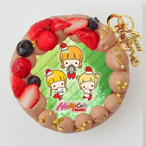 『はまちこちゃんねる』クリスマスチョコ丸型4号 写真ケーキ