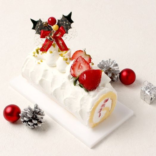 クリスマス2025 米粉ロールケーキ イチゴのブッシュドノエル