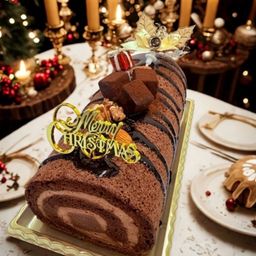 2025 クリスマスケーキ 生チョコまるごと1本 クリスマスノエル ロールケーキ クリスマスケーキ 17.0cm×8.0cm (4～8名様)