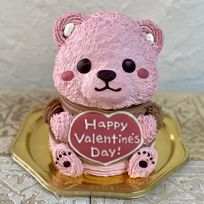 バレンタイン限定カラー！くまの立体ケーキ(ピンク×チョコ) 動物 ケーキ 誕生日  センイルケーキ 5号 バレンタイン2025