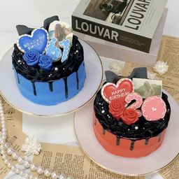 ◻︎ゴシック調セミオーダー写真ケーキ 4号 12cm【選べる9色｜プリントケーキ｜センイルケーキ｜韓国｜お好きな写真とメッセージ♪】