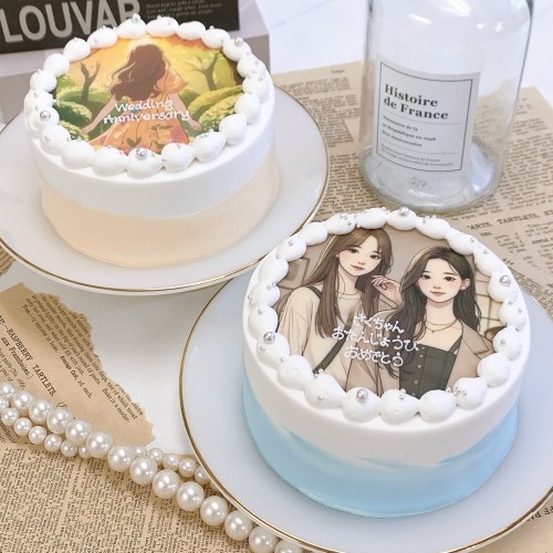 ◻︎パステルグラデーション写真ケーキ 3号《選べる9色｜プリントケーキ✧》