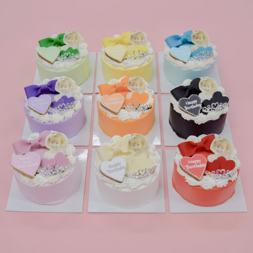 【選べる9色＆写真プリント】12cm 推し活 メンカラリボンティアラケーキ