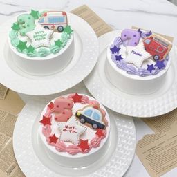 ◻︎乗り物セミオーダーケーキ 4号《選べる9色｜お好きなメッセージ✧》