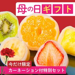 遅れてごめんね《祝いの銘菓 果寿庵》 母の日セット フルーツ大福 6個 詰め合わせ カーネーション付き 母の日のギフト・プレゼント2025