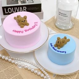 ◻︎寝そべりくまちゃんセンイルケーキ 3号《選べる9色｜韓国｜誕生日｜お好きなメッセージ✧》