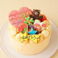 人参クリーム 低甘味低脂肪で体に優しい選べるアイシング  エレガントスマッシュケーキ【当日配送OK】ファーストバースデー 3号 9cm