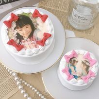 ◻︎ミニリボントッピング付き 写真ケーキ 3号《選べる9色｜プリントケーキ｜お好きな写真とメッセージ✧》