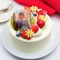 写真ケーキ 苺のプレミアムショートケーキ 4号 12cm