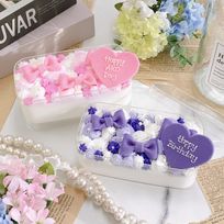 ◻︎［プチケーキBOX］ハートプレート付きリボントッピングケーキ 《選べる9色｜お好きなメッセージ♪》