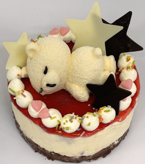 おやすみクマのアイス風レアチーズケーキ 4号 ミックスベリー × 星空デザイン｜誕生日・ギフトに
