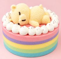 【レインボー限定】おやすみベアのはちみつレモンヨーグルトケーキ  4号／5号｜誕生日・サプライズ・写真映え