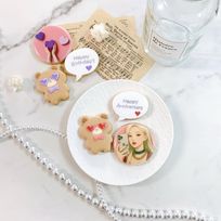 ◻︎サングラスくまちゃんプリントクッキーSET【選べる9色｜アイシングクッキー｜ケーキにのせるだけでオリジナルケーキの完成♪】