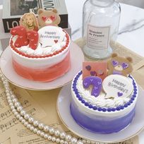 ◻︎サングラスくまちゃんのお祝いケーキ 4号《選べる9色｜お好きな写真とメッセージ♪》