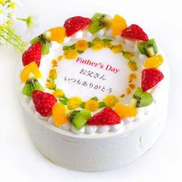 父の日黄色バラケーキ アレルギー対応 卵不使用 メッセージプリント フレッシュ生クリームのフルーツデコレーションケーキ 4号 12cm cream-4-father-noegg
