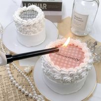 【店頭受取】◻︎チェック柄バーンアウェイケーキ［丸型］ 3号《選べる9色｜センイルケーキ｜お好きなメッセージ｜燃える演出♪》