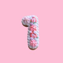 ストロベリーフラワーデコ数字クッキー