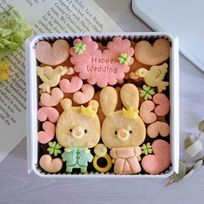 ウェディングクッキー缶/きみと季節のとなりに「HappyWedding」くま＆うさぎ