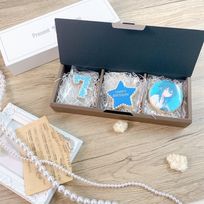 ◻︎セレブレイト・クッキーBOX（プリントクッキー＋星型メッセージプレート＋数字クッキー2枚まで）《選べる9色♪》